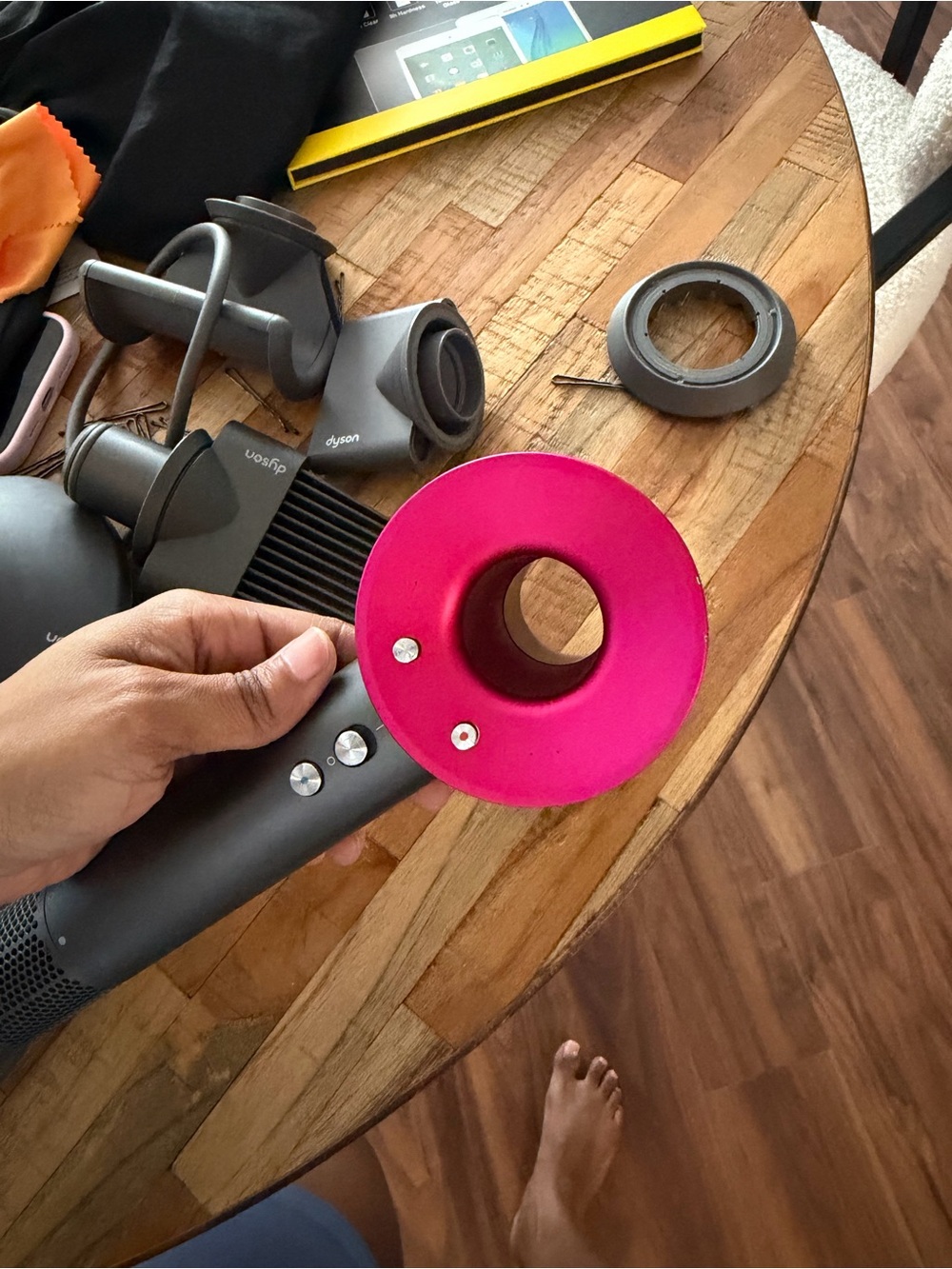 Dyson Pink and Gray Hair Dryer Styling Attachment